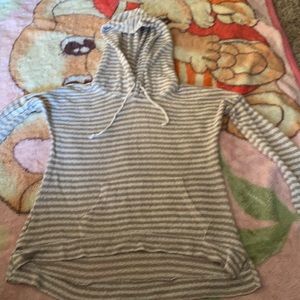 XSmall White and Tan Stripe Sweater.